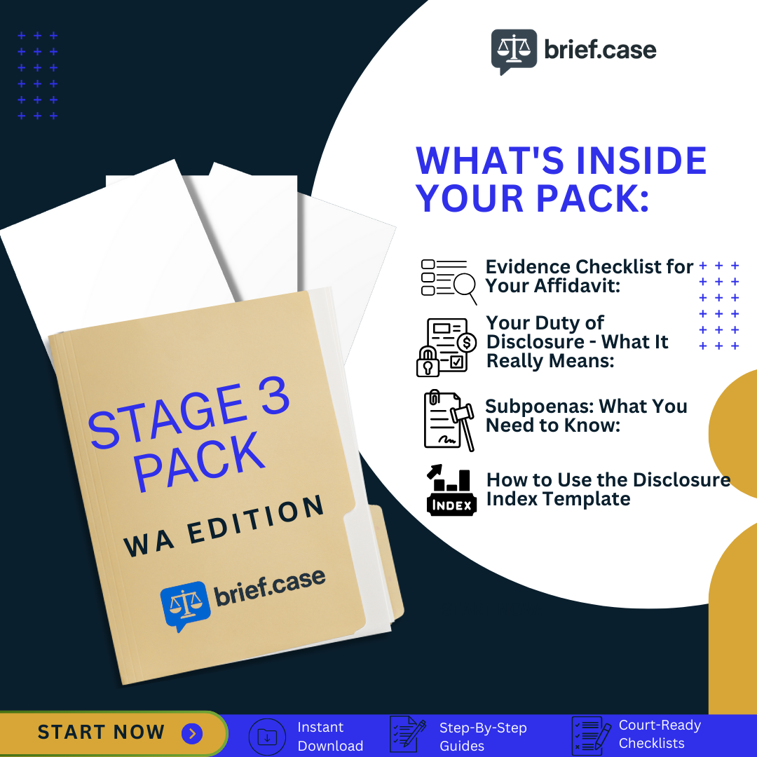 Document pack: WA Stage 3: Disclosure & Evidence (WA)